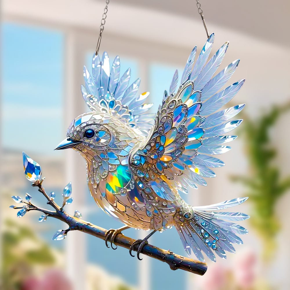 Enfeite de arte pássaro azul-celeste 🐦✨