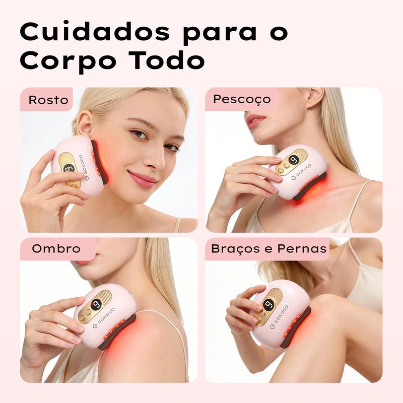 Massageador Inteligente GOKOCO para Rosto e Corpo – 9 Níveis com Calor e Luz Vermelha