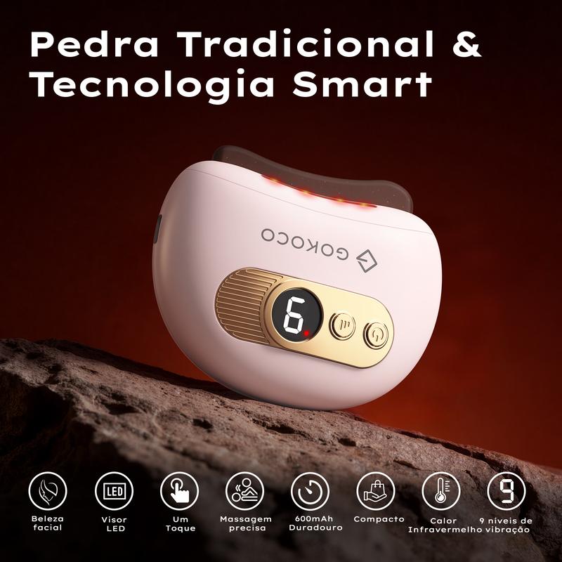 Massageador Inteligente GOKOCO para Rosto e Corpo – 9 Níveis com Calor e Luz Vermelha