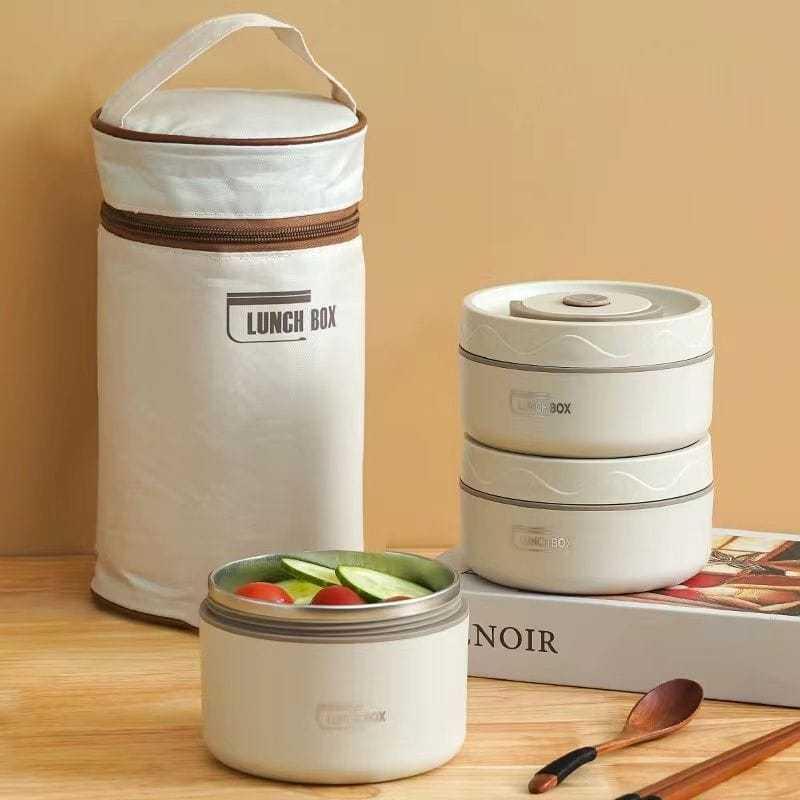Kit Marmita Térmica com 4 Potes em Aço Inox 304