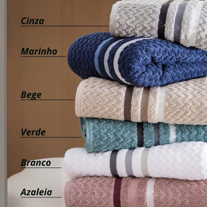Kit 4 Toalhas Banhão Gigante Jacquard Trento — 100% Algodão Premium 450g/m²