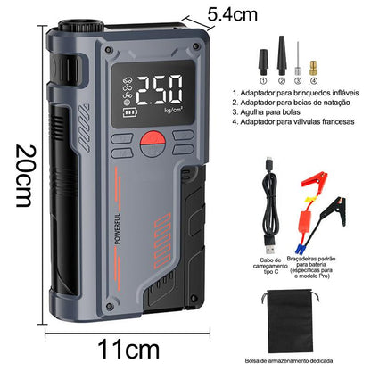 Compressor de Ar Portátil Digital 12V com Power Bank e Luz LED