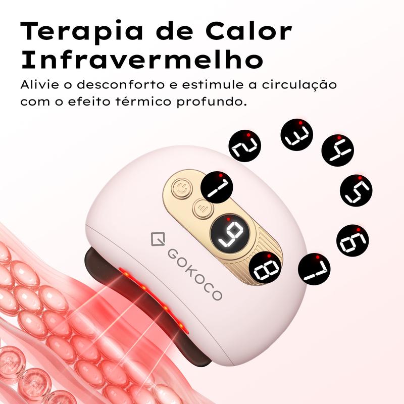Massageador Inteligente GOKOCO para Rosto e Corpo – 9 Níveis com Calor e Luz Vermelha