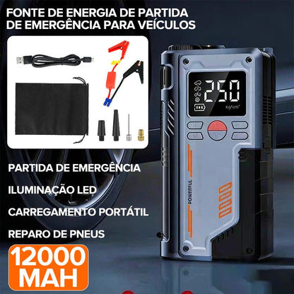 Compressor de Ar Portátil Digital 12V com Power Bank e Luz LED