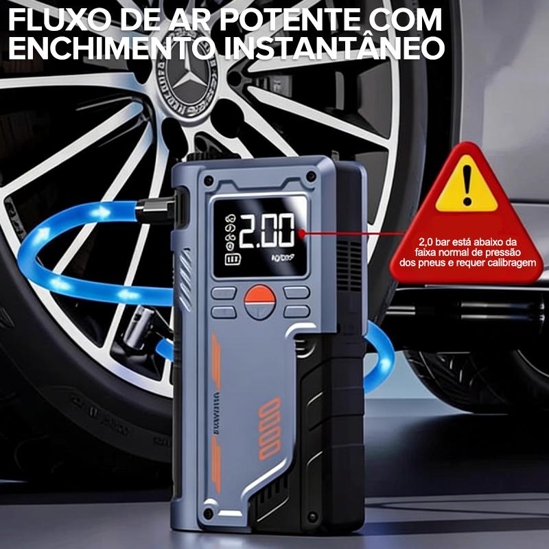 Compressor de Ar Portátil Digital 12V com Power Bank e Luz LED