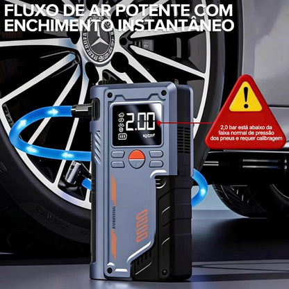 Compressor de Ar Portátil Digital 12V com Power Bank e Luz LED