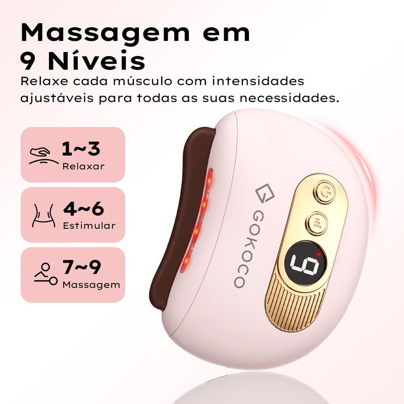 Massageador Inteligente GOKOCO para Rosto e Corpo – 9 Níveis com Calor e Luz Vermelha