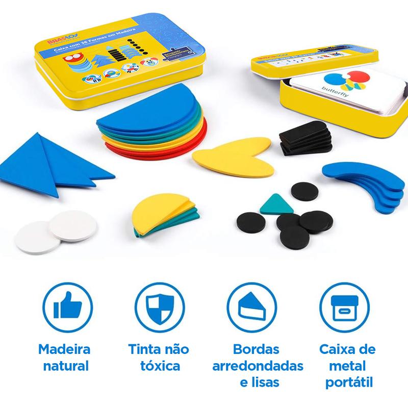 FormaMente™ Jogo Montessori de Formas – 36 Peças + 60 Cartas Educativas