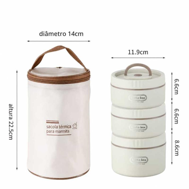 Kit Marmita Térmica com 4 Potes em Aço Inox 304