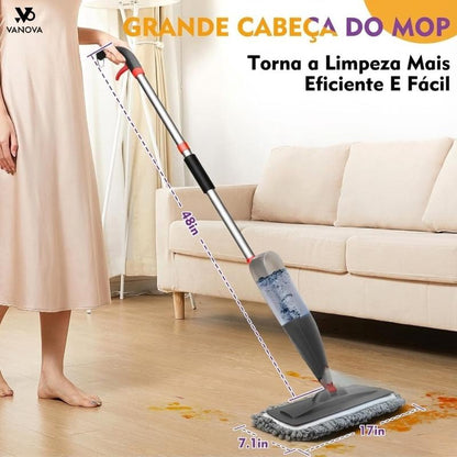 Mop Spray 800ml + 3 Refis Laváveis — Limpeza Sem Esforço Para Todos os Pisos