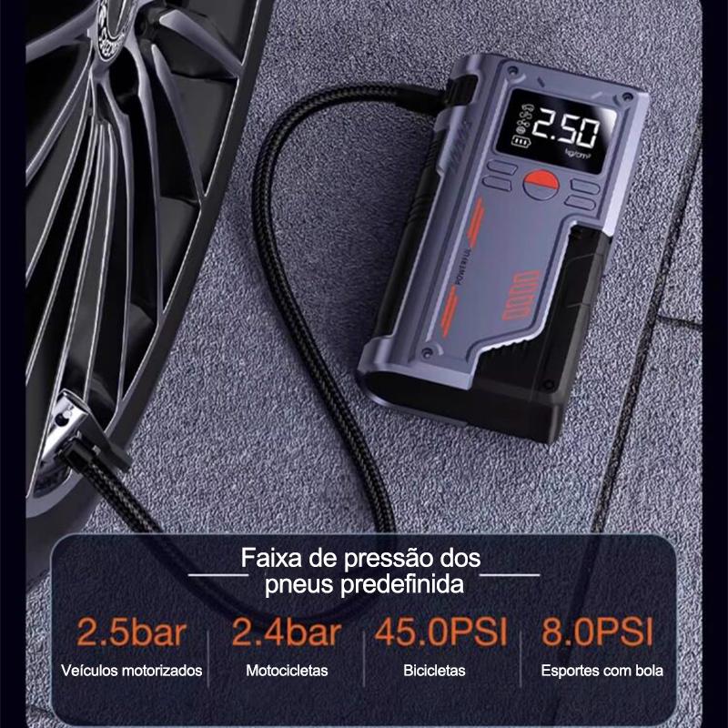 Compressor de Ar Portátil Digital 12V com Power Bank e Luz LED