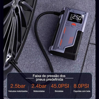 Compressor de Ar Portátil Digital 12V com Power Bank e Luz LED