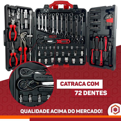 Maleta de Ferramentas Profissional 110 Peças em Cromo Vanádio