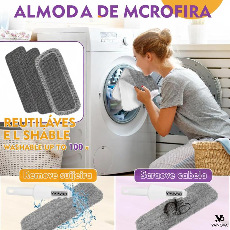 Mop Spray 800ml + 3 Refis Laváveis — Limpeza Sem Esforço Para Todos os Pisos
