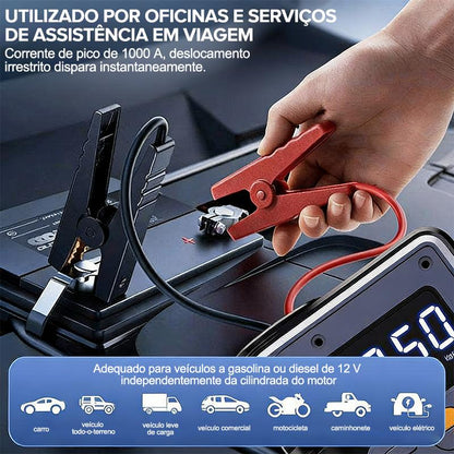 Compressor de Ar Portátil Digital 12V com Power Bank e Luz LED