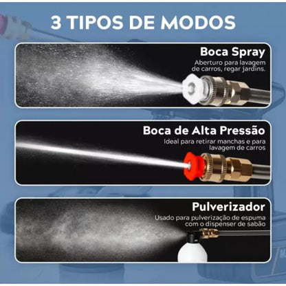 Lavadora de Alta Pressão Portátil Recarregável com 2 Baterias